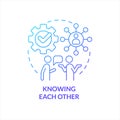 Know each other blue gradient concept icon