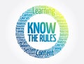 Know the Rules circle word cloud, business concept Royalty Free Stock Photo