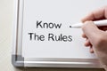 Know the rules written on whiteboard