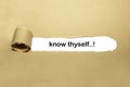 Text quote of know thyself Royalty Free Stock Photo