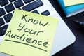 Know your audience written on the memo. Royalty Free Stock Photo