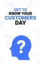 Know your customer day design business background. Know customer people banner concept template.