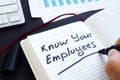 Know Your Employees written in note. People management Royalty Free Stock Photo