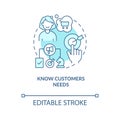 Knowing customers needs turquoise concept icon Royalty Free Stock Photo