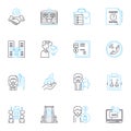 Knowledge Acquisition linear icons set. Learning, Cognition, Insight, Comprehension, Perception, Understanding Royalty Free Stock Photo