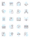 Knowledge Acquisition linear icons set. Learning, Cognition, Insight, Comprehension, Perception, Understanding Royalty Free Stock Photo