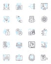 Knowledge acquisition linear icons set. Learning, Comprehension, Understanding, Cognition, Perception, Interpretation Royalty Free Stock Photo
