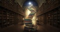 Knowledge Ascends A Staircase of Books to the Stars Books transform into a magical staircase reaching towards a celestial star Royalty Free Stock Photo