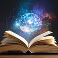 Knowledge and Brain: Book and Digital Brain Illustration Royalty Free Stock Photo