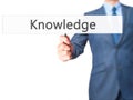 Knowledge - Business man showing sign Royalty Free Stock Photo