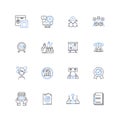 Knowledge center line icons collection. Information, Resources, Learning, Education, Repository, Study, Analysis vector