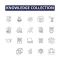 Knowledge collection line vector icons and signs. Learning, Understanding, Accumulating, Compiling, Categorizing