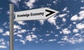 knowledge economy traffic sign on blue sky Royalty Free Stock Photo