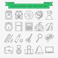 Knowledge and education line icons set Royalty Free Stock Photo