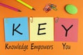 Knowledge Empowers You KEY Concept Royalty Free Stock Photo