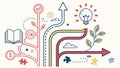 Knowledge flow and learning path, idea generation, educational journey, vector design Generative AI Royalty Free Stock Photo