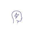 Knowledge head energy line icon. Idea training brain