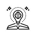 Black line icon for Knowledge, knowing and book