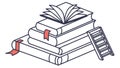 Knowledge Ladder Stack of Books Outline, vector design Generative AI Royalty Free Stock Photo