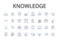 Knowledge line icons collection. Wisdom, Expertise, Awareness, Perception, Insight, Comprehension, Acumen vector and