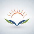 Knowledge logo design template,Sunset open book Education concept