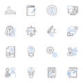 Knowledge Management line icons collection. Collaboration, Innovation, Learning, Sharing, Integration, Communication