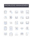 Knowledge management line icons collection. Talent recruitment, Data analytics, Resource allocation, Risk management