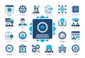 Knowledge Management solid icon set