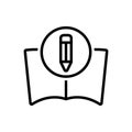 Black line icon for Knowledge Mastery, knowledge and education