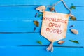 Knowledge open doors text on Paper Scroll Royalty Free Stock Photo