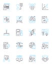 Knowledge organization linear icons set. Cataloging, Indexing, Taxonomy, Metadata, Classification, Thesaurus, Ontology