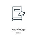 Knowledge outline vector icon. Thin line black knowledge icon, flat vector simple element illustration from editable zodiac Royalty Free Stock Photo