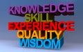 knowledge skill experience quality wisdom on blue Royalty Free Stock Photo