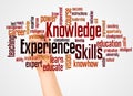 Knowledge Skills Experience word cloud and hand with marker concept Royalty Free Stock Photo