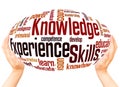 Knowledge Skills Experience word cloud hand sphere concept Royalty Free Stock Photo