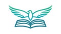 Knowledge Takes Flight: Book and Dove, vector design Generative AI Royalty Free Stock Photo