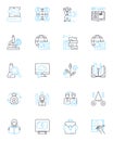 Knowledge thirst linear icons set. Curiosity, Learning, Understanding, Insight, Enquiry, Discovery, Inquisitiveness line Royalty Free Stock Photo