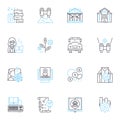 Knowledge thirst linear icons set. Curiosity, Learning, Understanding, Insight, Enquiry, Discovery, Inquisitiveness line Royalty Free Stock Photo