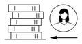 Knowledge transfer concept with books stack and profile icon education and information sharing Royalty Free Stock Photo