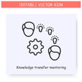 Knowledge transfer mentoring line icon. Editable