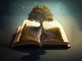 Knowledge tree growing from open book pages Royalty Free Stock Photo