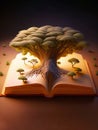 Knowledge tree growing from open book pages Royalty Free Stock Photo