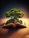 Knowledge tree growing from open book pages Royalty Free Stock Photo