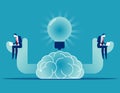 Knowledge with working brain. Brainstorming vector illustration concept Royalty Free Stock Photo