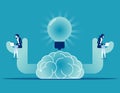 Knowledge with working brain. Brainstorming vector illustration concept Royalty Free Stock Photo