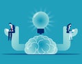 Knowledge with working brain. Brainstorming vector illustration concept Royalty Free Stock Photo