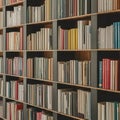 Knowledge at Your Fingertips: A Row of Books on a Library Bookshelf