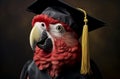 Knowledgeable Graduate parrot school. Generate Ai Royalty Free Stock Photo