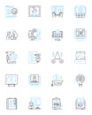 Knowledgeable institution linear icons set. Learning, Education, Expertise, Scholarly, Enlightened, Academic, Research
