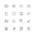 Knowledgebase system line icons collection. Repository, Information, Database, Management, Documentation, Articles